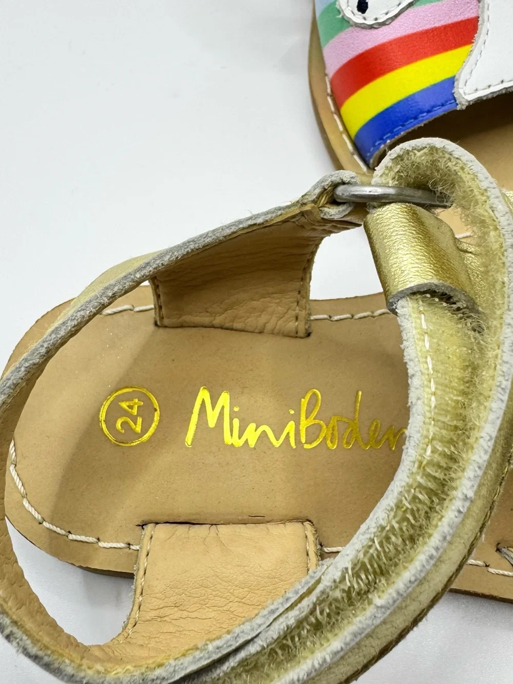 Mini Boden Unicorn Sandals colorful size 24 / 7.5 Velcro leather open toe